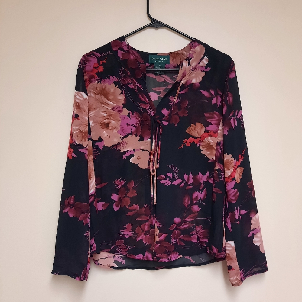 Lemon Grass Studios Sheer Floral Blouse